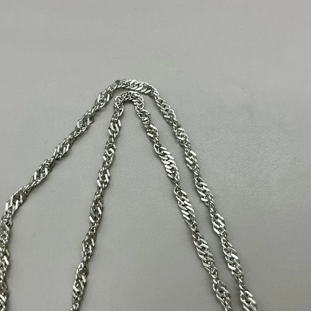 Necklace Silver Tone Twisted Rope Chain Long Layering Statement 40 Inch Classic